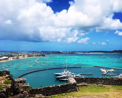 Marigot Bay, St Martin taken from Fort Louis, April 2020