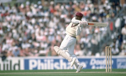 Gordon Greenidge of the West Indies hooks during the World Cup semi-final at the Oval In London.