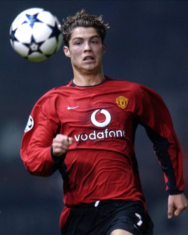 Cristiano Ronaldo playing for Manchester United in 2003