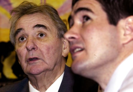 Nigel Clough with his father, Brian, in 2003.