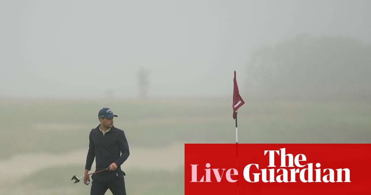 US Open 2026: golf under way after two-hour weather delay on day one – live