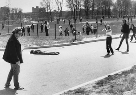 Kent State University student reacts to the death of a protester killed by national guardsmen during the anti-war protest.