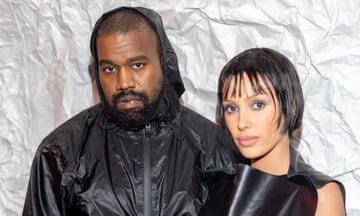 Kanye West and Bianca Censori at Milan fashiuon week in February 2024.