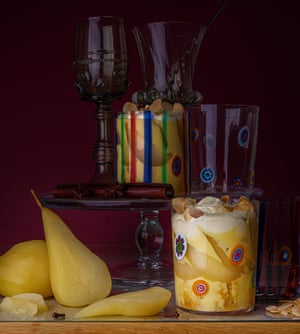 Boozy poached pear trifle by Ravneet Gill