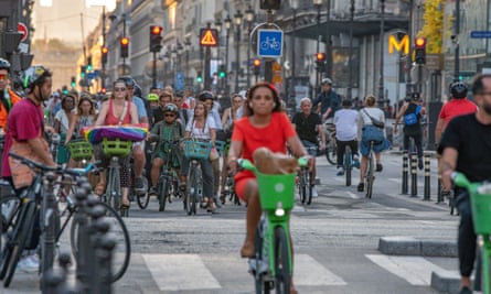 Parisians riding bikes