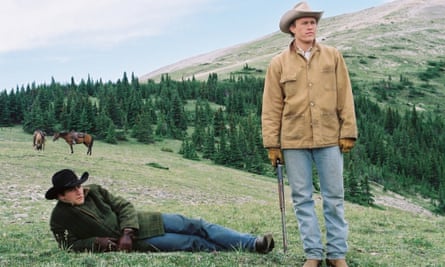 Jake Gyllenhaal and Heath Ledger in 2005’s Brokeback Mountain. Blue jeans are an American symbol of informality and life on the range.