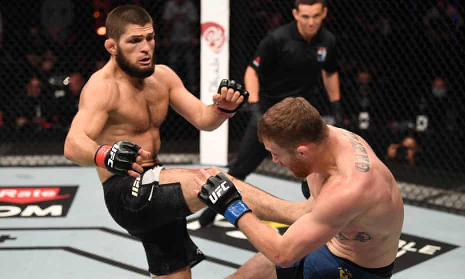 Khabib Nurmagomedov says he's retired after stopping Gaethje at UFC 254 | UFC | The Guardian