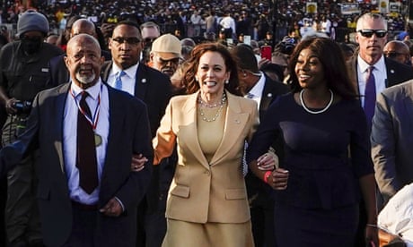 Kamala Harris<br>Vice President Kamala Harris marches on the Edmund Pettus Bridge after speaking in Selma, Ala., on the anniversary of "Bloody Sunday," a landmark event of the civil rights movement, Sunday, March 6, 2022. (AP Photo/Brynn Anderson)