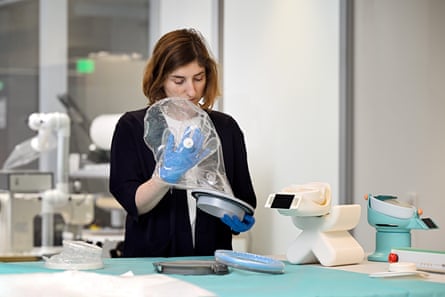 a women holding plastic