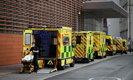 row of ambulances outside Royal London hospital