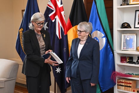 Virginia Bell and governor-general Sam Mostyn