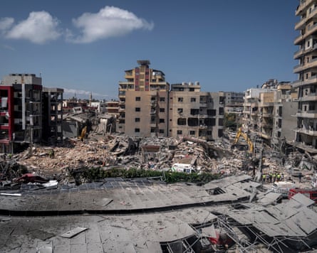 The aftermath of an Israeli airstrike in front of Jabel Amel hospital in Tyre.