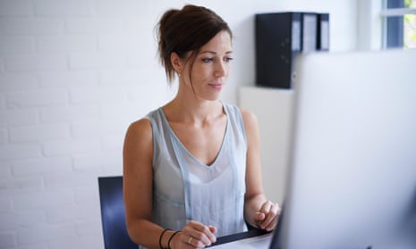 Woman working from home on computer
