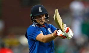 Joe Root walks off dejected after being dismissed for thirty.