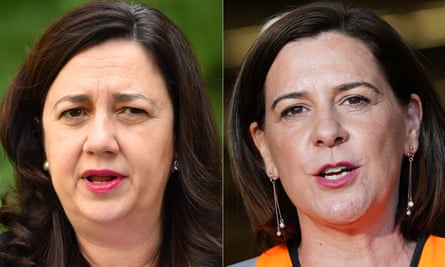 The Queensland premier Annastacia Palaszczuk, left, and Queensland LNP leader Deb Frecklington