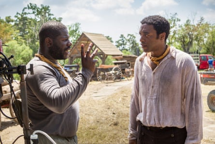 McQueen with Chiwetel Ejiofor during the filming of 12 Years a Slave
