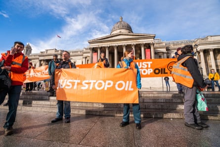Just Stop Oil protesters at Trafalgar Square in London, 1 November 2022.