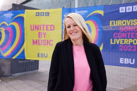 Kate Phillips outside the Eurovision Song Contest venue in Liverpool