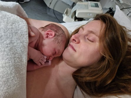 Caelainn Hogan in the Rotunda hospital, Dublin, with her first baby