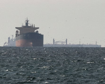 Cargo ships in the Gulf, near the strait of Hormuz