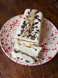 Gabriella English’s viennetta. English melts the chocolate and spreads it.