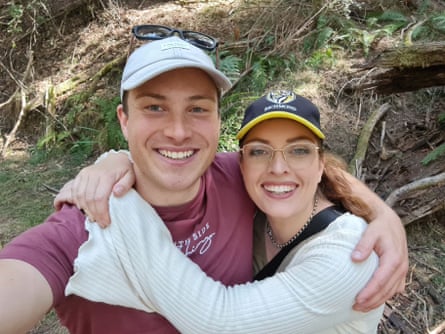 Adam and Laura on a hike in 2024
