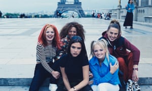 Victoria Beckham with the Spice Girls in Paris, 1996.