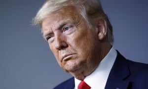 Donald Trump during a coronavirus briefing at the White House on Sunday.