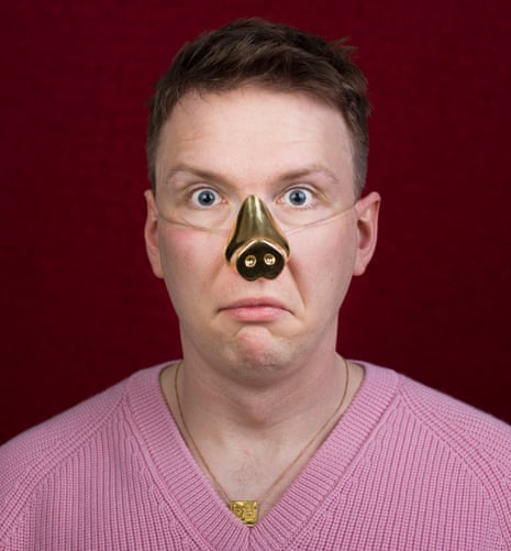 Going the whole hog: Joe Lycett wears jumper by kingandtuckfield.com; necklace and snout by samhamdesign.com.