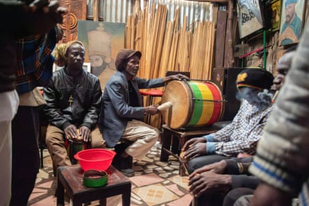 Rastafarians engage in praise