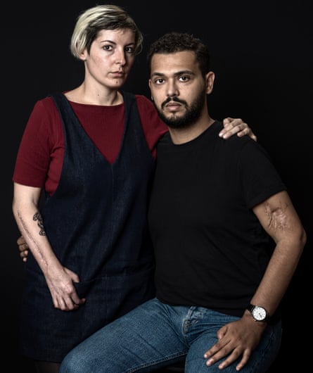 Chloé De Bacco (31) and Mahdi Zaidi (32) Survivor of terror attacks in Bataclan (Chloe) and survivor of terror attacks at Le Carillon (Mahdi). They met in rehabilitation and are a couple now. Paris, France