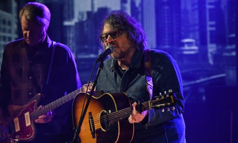 Jeff Tweedy fronts Wilco on the Late Show With Stephen Colbert, April 2022.