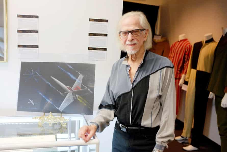 Colin Cantwell with concept art for an X-Wing fighter