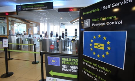 Passport control at Dublin Airport.
