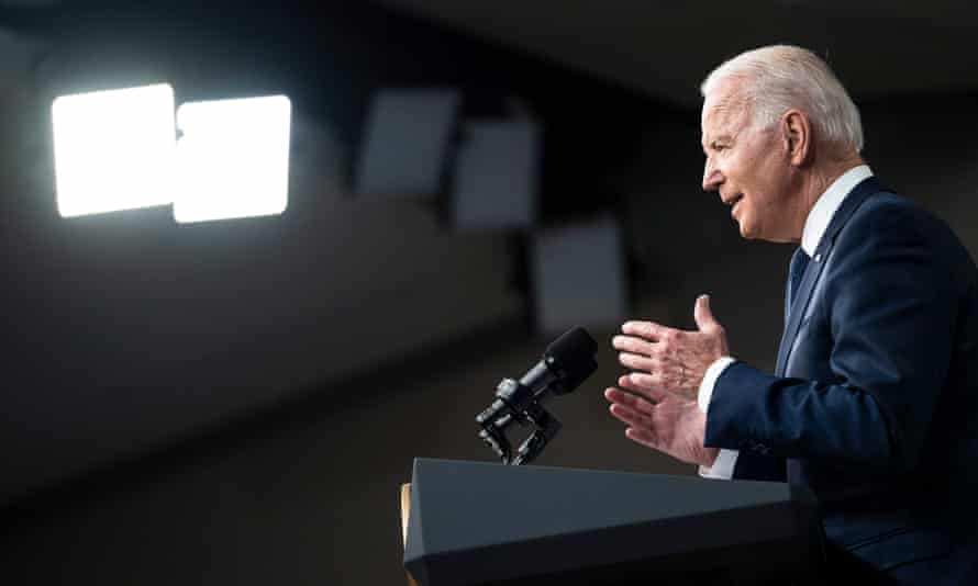 Joe Biden delivers remarks on the administration’s coronavirus response and vaccination program on Monday.