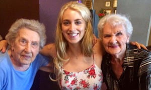 Pam (left) with her big sister Nora and granddaughter Sophie.