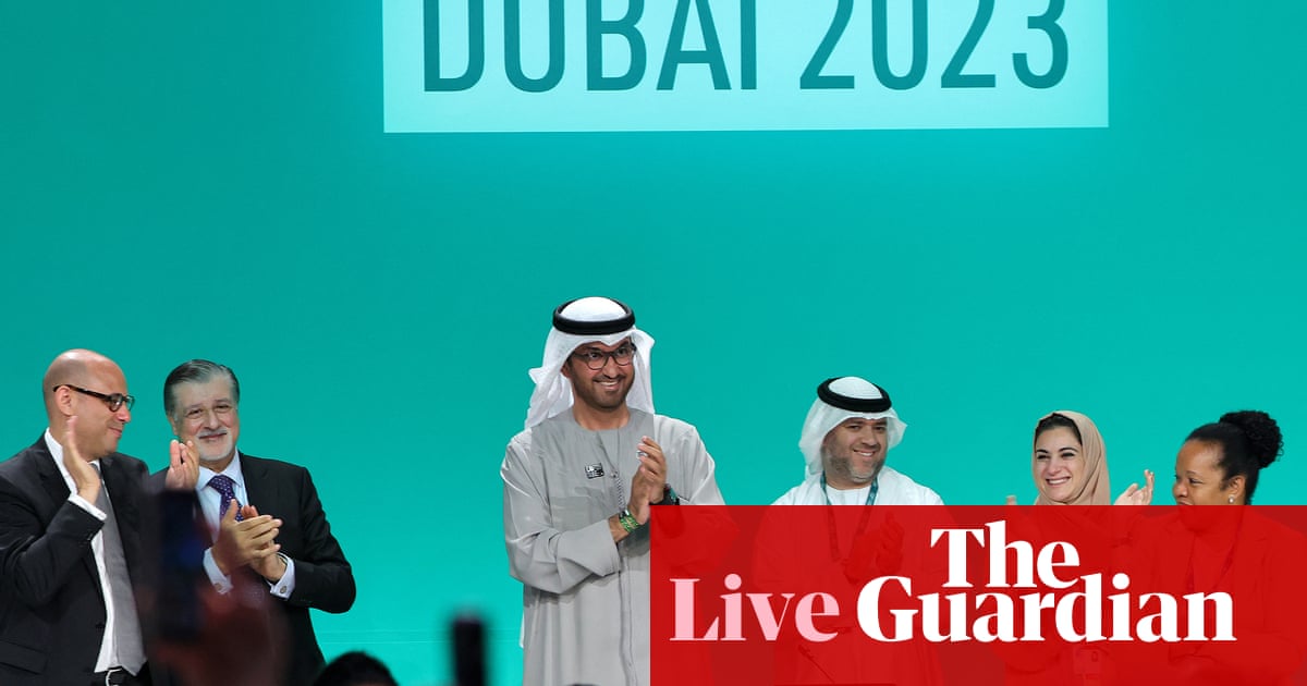 Cop28 live: landmark deal to 'transition away' from fossil fuels agreed