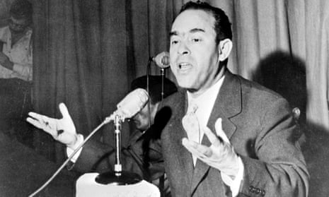 Mehdi ben Barka giving a press conference in Casablanca in January 1959.