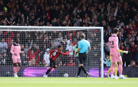 Bournemouth’s Marcus Tavernier celebrates scoring their first goal.