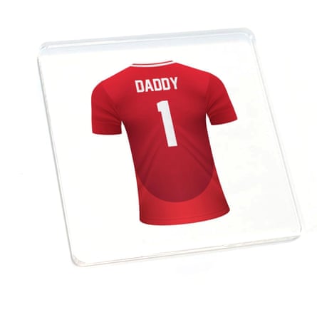 E Creative Studio – Football Coaster, with Daddy 1 on back of shirt.