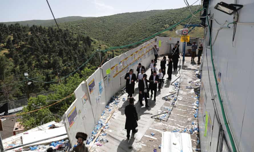 Ultra-Orthodox Jews gather at the site of the tragedy at Lag Ba’Omer on 30 April.