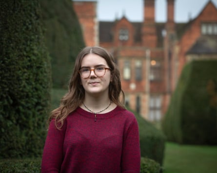 Lucy Morville in front of a university building
