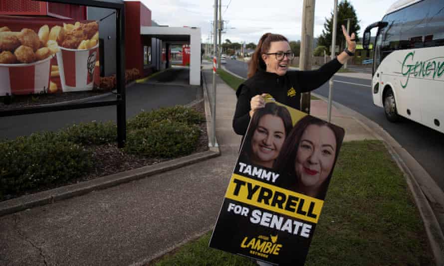 Jacqui Lambie Network Senate candidate Tammy Tyrrell campaigning in Devonport, Tasmania, Australia