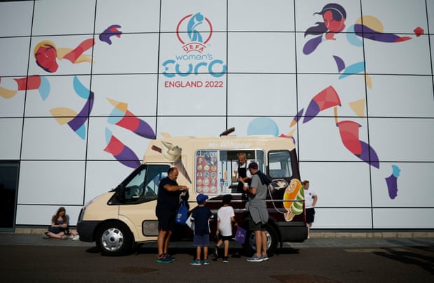 England fans buy ice creams outside the stadium before the match.