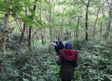 Children setting off on a tracking hunt at a Wild Things forest school