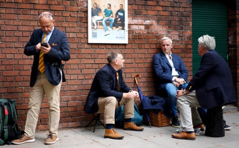 Lord's MCC members queue ahead of day two of the second Test match at Lord's.