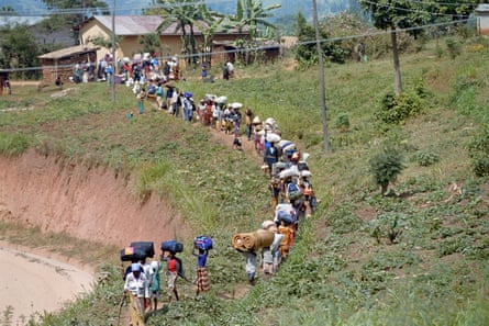 Civilians flee their village in June