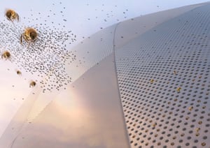 BuzzBuilding, detail showing bees