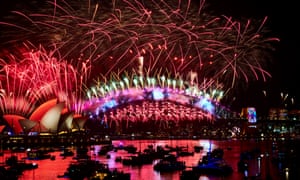 Fireworks explode over Sydney’s Harbour Bridge during the midnight display.