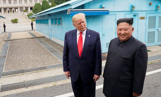 Trump meets with North Korean leader Kim Jong-un at the demilitarised zone on Sunday.